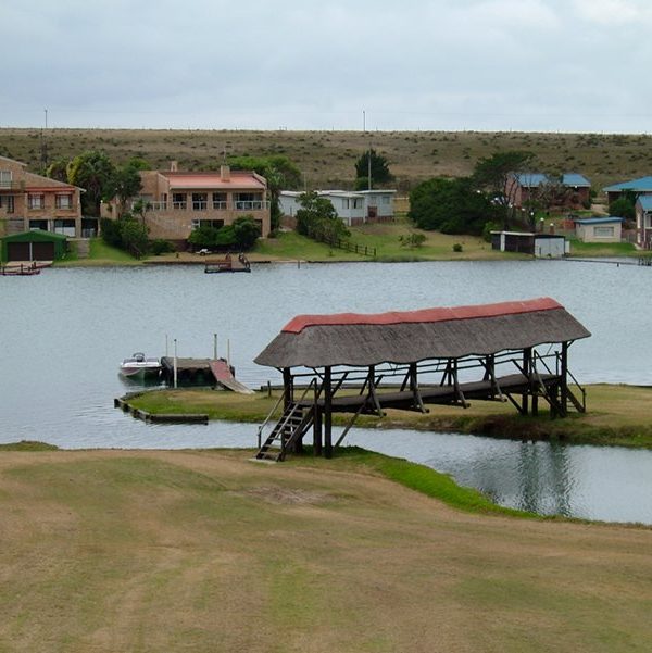 Balcony view of access bridge to waterfront and jetty